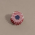 Macro detail of sun flower hair claw clip with American flag pattern and red glitter - Sunflower Style Red Base