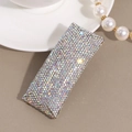 Detail of elegant rhinestone hair clip with iridescent AB crystals on silver metal - AB Multi-color Rhinestone
