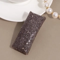 Detail of elegant rectangular hair clip with shimmering dark purple rhinestones - Grey Rhinestone