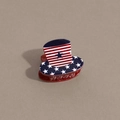 Detailed macro of patriotic top hat hair claw with American flag stars and stripes - Hat Style Red Base