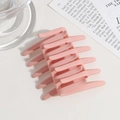 Cross-tooth hair clip in matte light pink finish for women hair styling - Orange Pink