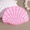 Detailed view of pink shell hair claw with unique crackle texture and resin finish - Pink Large Shell