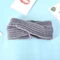 Knitted dark grey wide twist headband for women with cozy winter cable knit pattern - Medium Grey