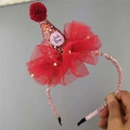 Cerchietto rosa per bambine con cappello di paillettes rosse e tulle con stelle - Rosso