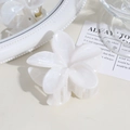 Pinza per capelli a fiore di frangipane con motivo in marmo bianco elegante - Bianco Grande
