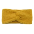 Ginger yellow knitted headband with warm plush fabric and elegant twist knot design - Ginger Yellow