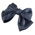 Elegant navy blue satin oversized bow hair clip with a smooth and silky ribbon texture - Navy Blue Bow