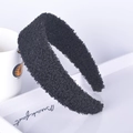 Elegante cerchietto nero in pile per donna con morbida texture sherpa per l'autunno e l'inverno - Nero