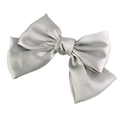 Elegant silver-grey satin double bow hair clip with ribbons in a soft glossy finish - Gray with Bowknot