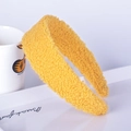Serre-tête large en peluche jaune vif pour femme en matière polaire douce - Jaune