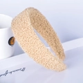 Serre-tête large en peluche kaki pour femme fabriqué en laine sherpa douce et chaude - Kaki