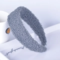Serre-tête en polaire gris foncé avec design large et moelleux pour la mode - Gris Bleu