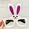 Glittery Easter bunny party glasses in white and purple finish for holiday dressing - Purple Bunny Glasses Frame