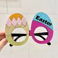 Glittery colorful Easter egg frame glasses with shiny sequins and Easter text for parties - Easter Egg Glasses Frame