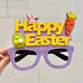Felt Easter party glasses with Happy Easter lettering, purple frame and cute bunny ears - Carrot Lettering Glasses Frame