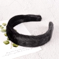 Detailed view of the soft black plush headband texture on a decorative aesthetic card - Black Plush