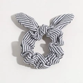 Black and white striped scrunchie with cute bunny ear bow design for women - Striped Black