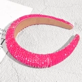Luxurious rose pink padded headband with sparkling crystals and anti-slip lining - Rose Red