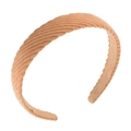 Simple light brown corduroy wide headband with a soft striped texture for women - Light Coffee