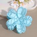 Light blue flower shark hair clip with marble crackle texture and strong grip teeth - Blue Flower