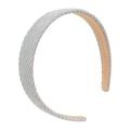 Light blue corduroy headband with striped texture and beige anti-slip inner lining - Gray