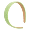 Wide corduroy headband in light green with striped texture and non-slip lining - Fruit Green