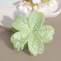Light green clover flower hair claw clip with cracked texture for elegant half-up hair styling - Green Flower