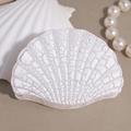 Elegant white cracked texture shell hair claw clip for women's summer vacation styles - Large White Shell
