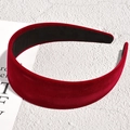 Detail of premium red velvet padded headband with non-slip lining and retro vintage style - Red