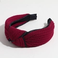 Handmade knitted burgundy wide headband with a stylish twist knot design for women - Wine Red with Black Edge