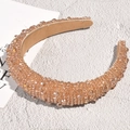 Baroque style wide headband featuring champagne gold crystal beads and padded sponge base - Champagne