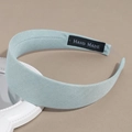 Diadema ancha de satén azul menta elegante con etiqueta de diseño hecho a mano - Fabric Blue-Green