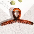 Elegant amber resin hair claw clip for thick hair styling in glossy brown finish - Transparent Orange Red