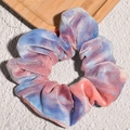 Coletero de terciopelo teñido anudado azul rosa y púrpura con textura acanalada - Azul Rosa Púrpura