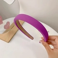 Serre-tête épais en éponge violette, accessoire de cheveux large en tissu pour femme - Violet foncé