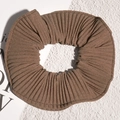 Detail of dark brown pleated fabric scrunchie with fine vertical textured ridges - Dark Coffee