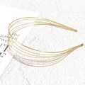 Diadema minimalista de metal dorado multicapa con perlas y diamantes de imitación - Dorado