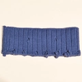 Close-up of blue ribbed cotton headband showing detailed knit texture and distressed holes - Blue