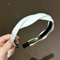 Elegant white twisted fabric headband with French minimalist style and anti-slip grip - Light Green