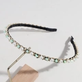 Elegante gouden ketting hoofdband met witte parels en groene stenen voor dames - Parel Steen Stijl