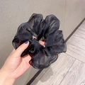 Elegante elastico per capelli in organza nera con paillettes e trama plissettata - Organza Blu-Nero