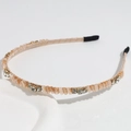 Baroque champagne crystal headband with sparkling rhinestones and gold beaded finish - Crystal Champagne