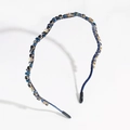 Navy blue baroque crystal headband with shimmering multi-faceted beads on thin metal wire - Wavy Navy Blue