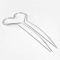Pic à cheveux élégant en métal argenté avec design coeur pour coiffures raffinées - Cœur / Argent mat