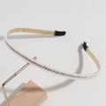 Elegante dunne gouden haarband met dubbele rijen parels en fonkelende kristallen - Dubbele Rij Parel Strass Stijl