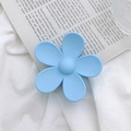 Matte light blue flower hair claw clip with elegant minimalist 5-petal design for girls - Sky Blue