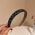 Gepolstertes Schwamm-Haarband mit Blumenmuster in Schwarz und Weiß für Damen - Schwarz