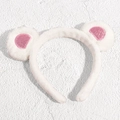 Pluche witte kattenoren hoofdband met roze glitter voor huidverzorging en make-up styling - Berenoren stijl / Puur wit