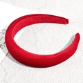Macro shot of red velvet padded headband featuring a vintage braided texture and thick design - Red Velvet Sponge Style (#09)