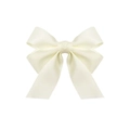 Close-up of a creamy white satin bow hair clip with elegant silk texture and double loops - White